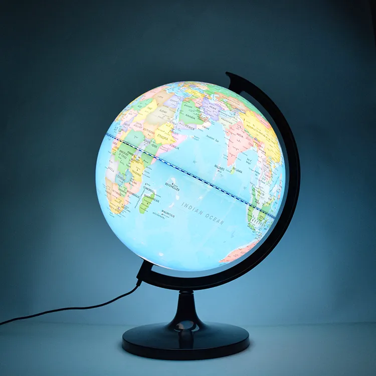 20cm (8") Illuminated Political World Globe with Durable Plastic Base & Meridian
